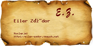 Eiler Zádor névjegykártya